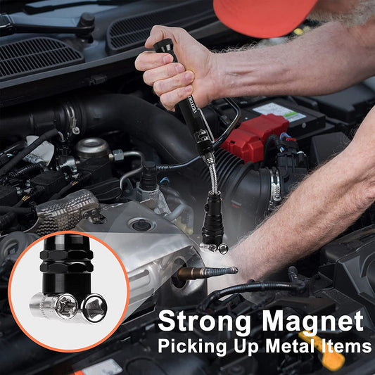 Extendable Magnetic Flashlight and Telescoping Magnet Pickup Tool