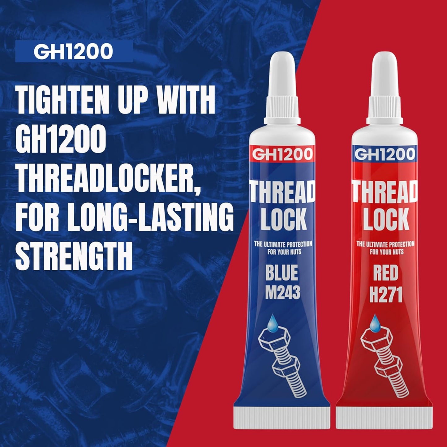 -6Gx2 Pack Thread Lock Medium and Strong Strength for Nuts, Bolts, and Metals, Threadlocker Lock Tight & Seal Fasteners with Stable and Consistent Performance