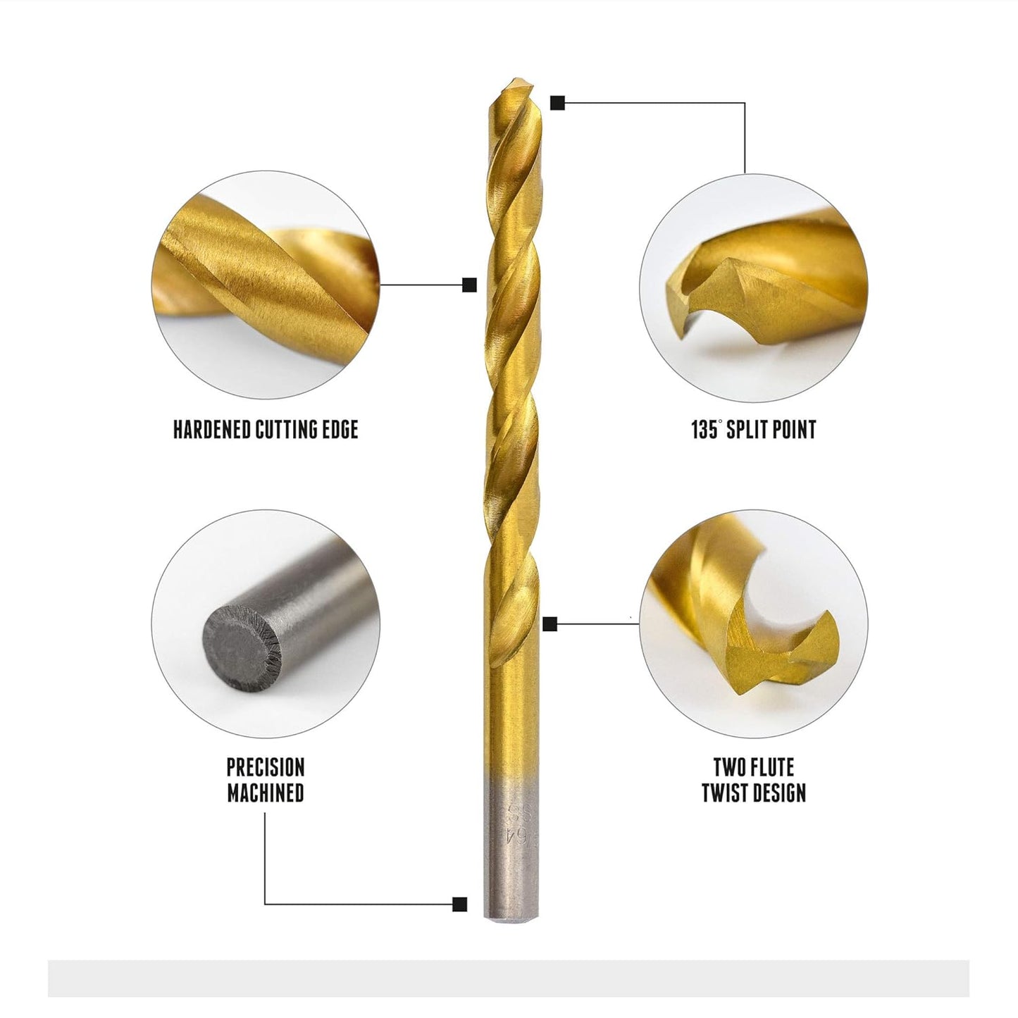 230 Piece 135 Degree High Speed Drill Bits | Drill Bit Set | Titanium Drill Bit Set | Drill Bit Kit | Set HSS Titanium Coated Drill Bit - DB230
