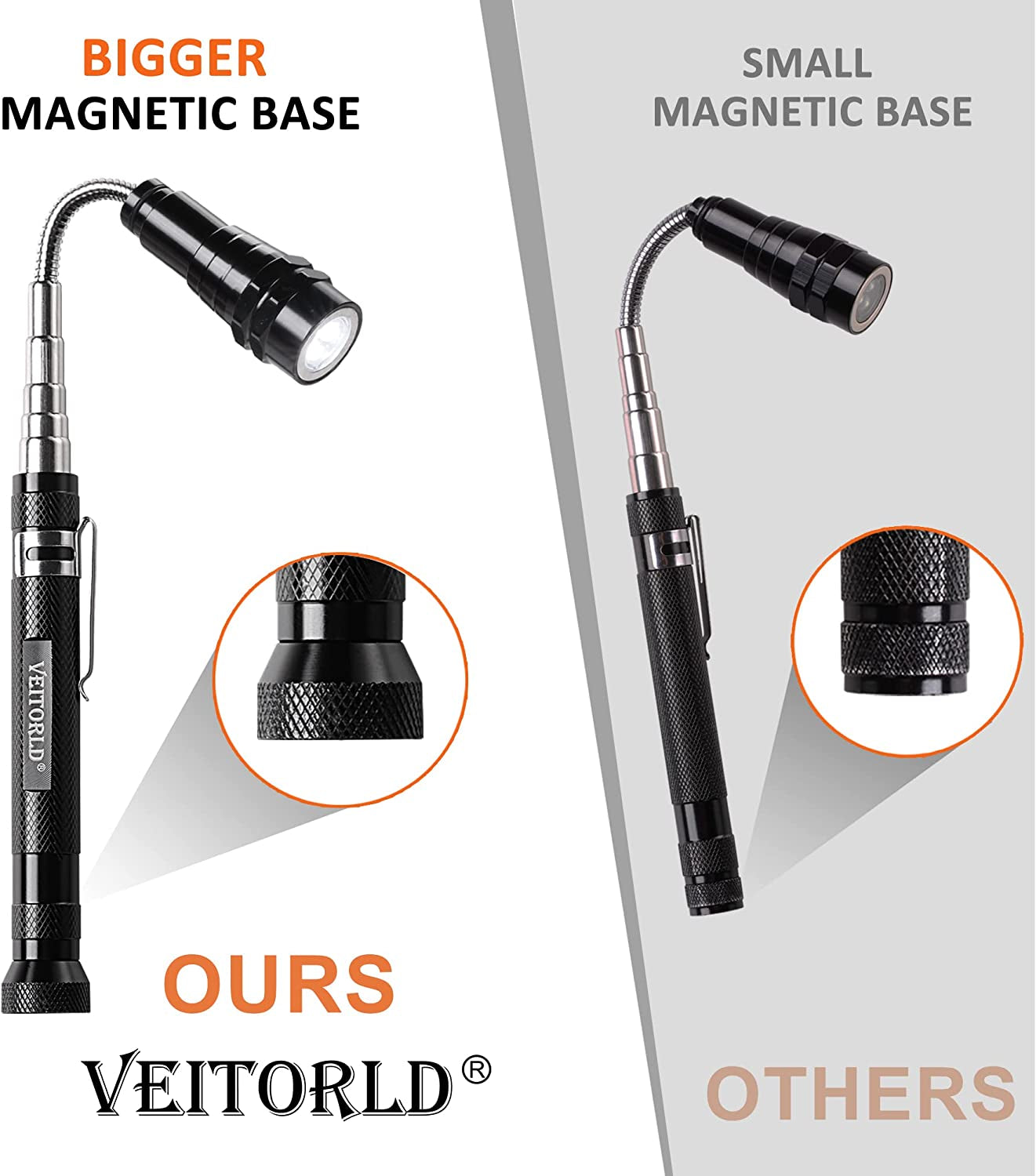 Extendable Magnetic Flashlight and Telescoping Magnet Pickup Tool