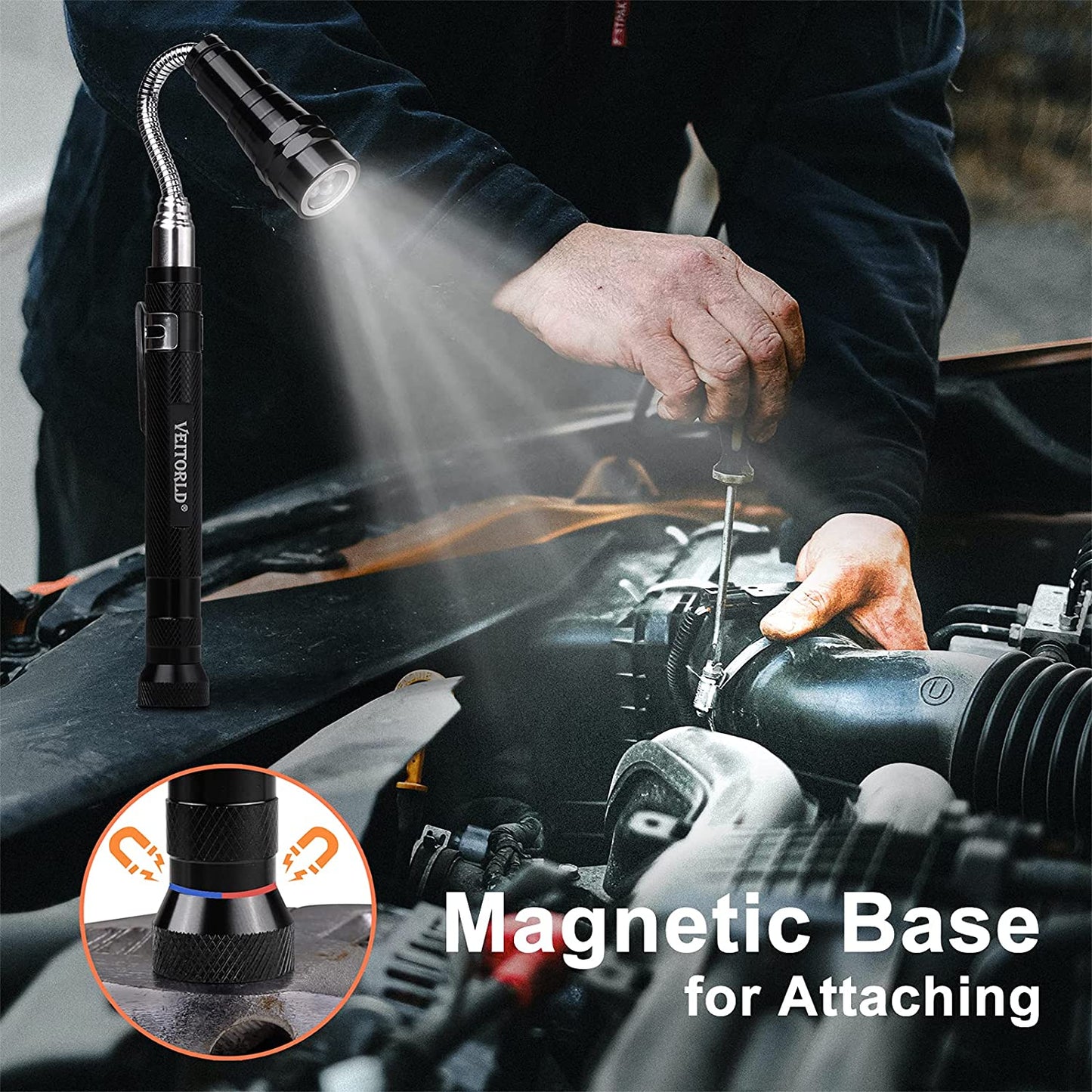 Extendable Magnetic Flashlight and Telescoping Magnet Pickup Tool