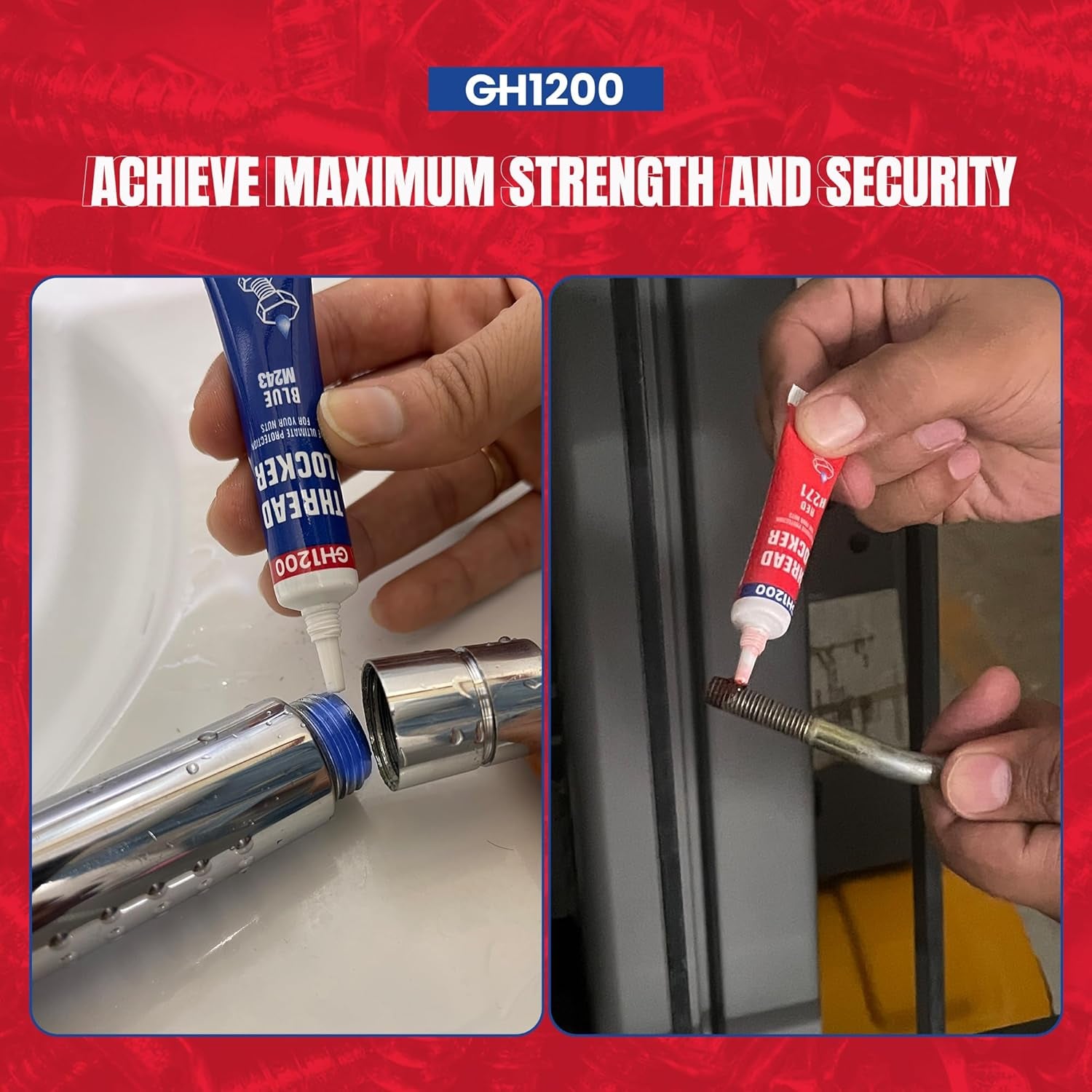 -6Gx2 Pack Thread Lock Medium and Strong Strength for Nuts, Bolts, and Metals, Threadlocker Lock Tight & Seal Fasteners with Stable and Consistent Performance