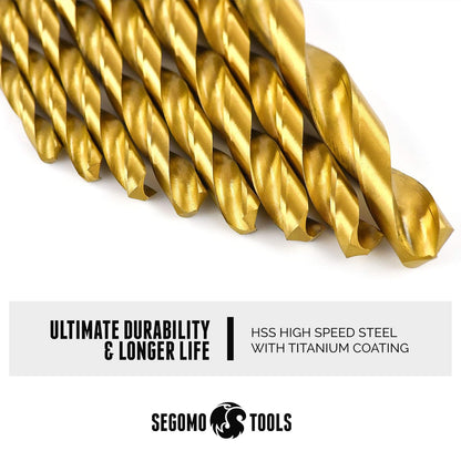 230 Piece 135 Degree High Speed Drill Bits | Drill Bit Set | Titanium Drill Bit Set | Drill Bit Kit | Set HSS Titanium Coated Drill Bit - DB230