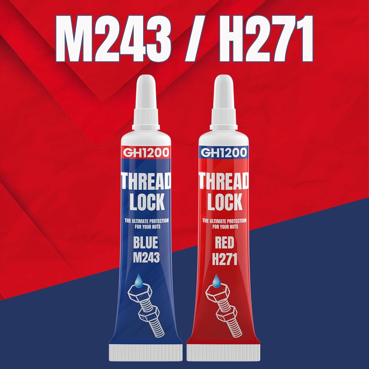 -6Gx2 Pack Thread Lock Medium and Strong Strength for Nuts, Bolts, and Metals, Threadlocker Lock Tight & Seal Fasteners with Stable and Consistent Performance