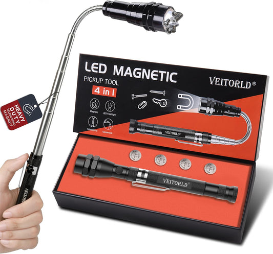 Extendable Magnetic Flashlight and Telescoping Magnet Pickup Tool