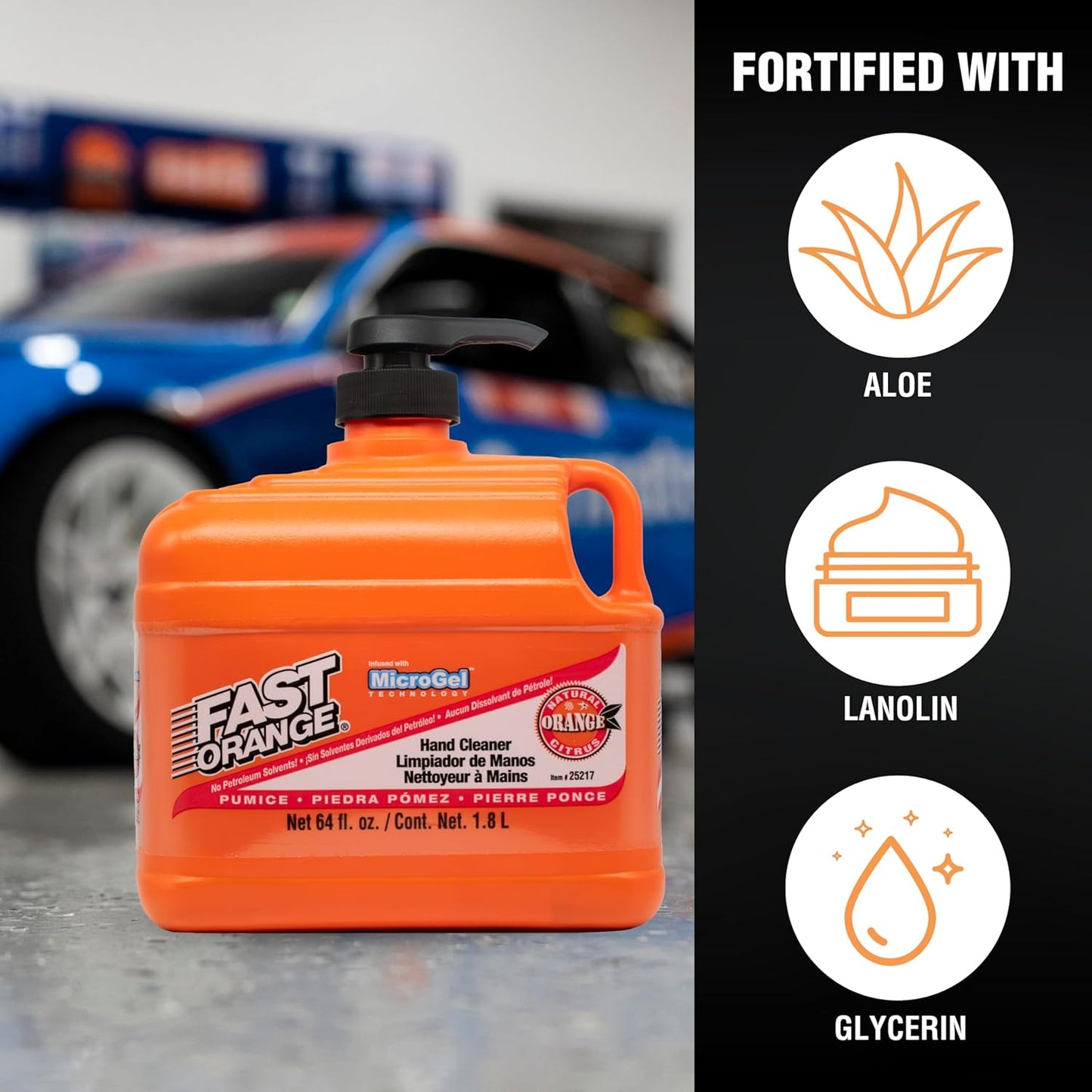 Permatex Heavy Duty Hand Cleaner, Natural Citrus Scent, Waterless Cleaner for Mechanics, Strong Grease Fighter, 1/2 Gallon, Orange, 64 Fl Oz (Pack of 1)